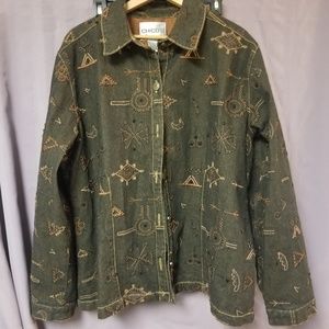 Chico's beaded black denim jacket